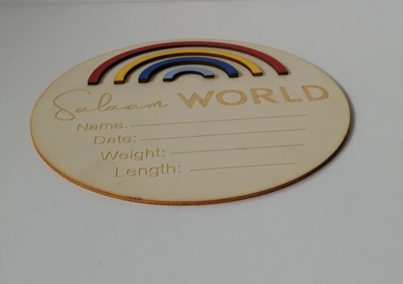 newborn hello world birth announcements baby wooden 3D rainbow milestone cards wood sign Letter Board shower gift Nursery Decor