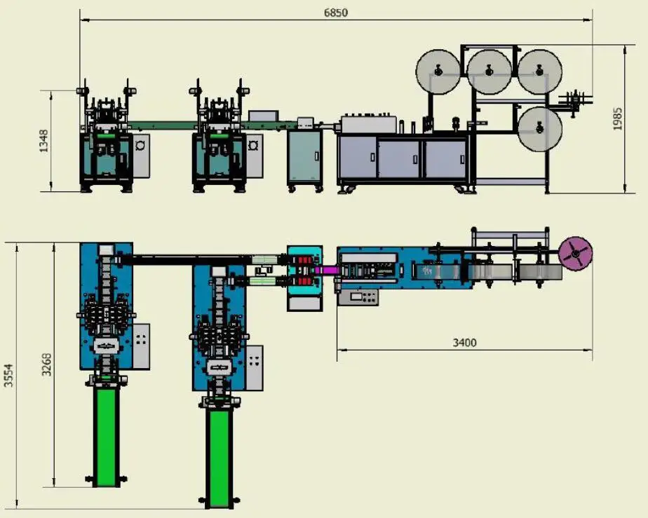 fully automatic production machine for face mask with ear loop