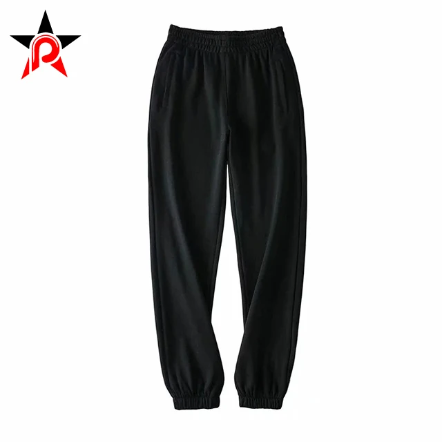 High Quality French Terry Women Casual Elastic Bottom Joggers Pants High Waist Drawstring Pleated Women Sweatpants