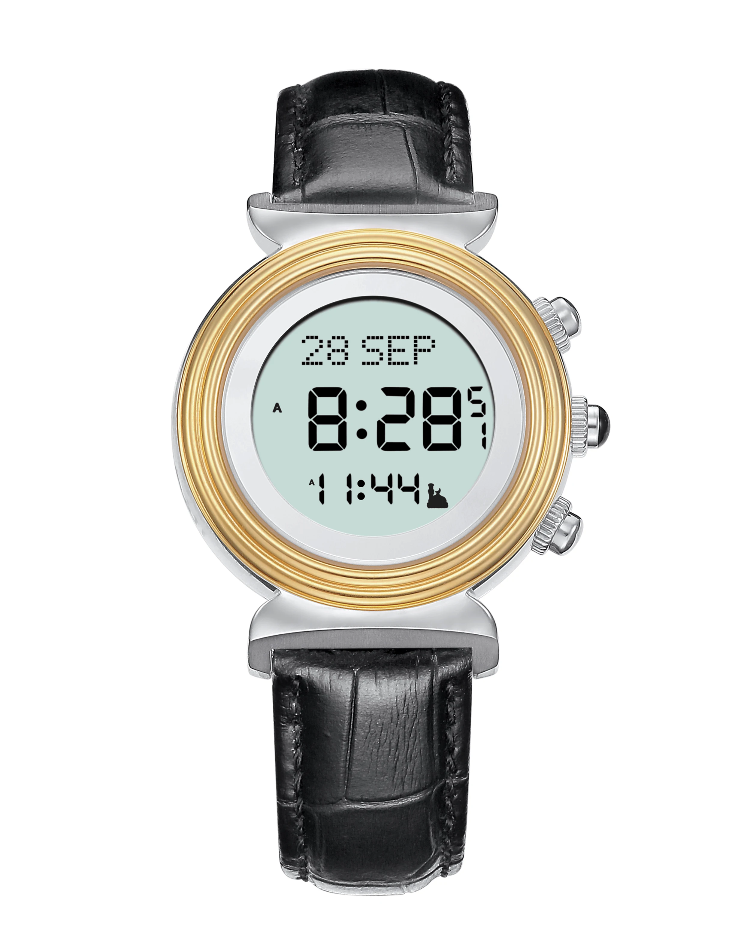 alazan Islamic muslim azan time alfajr Stainless steel prayer auto qibla compass waterproof wristwatches clock digital watches