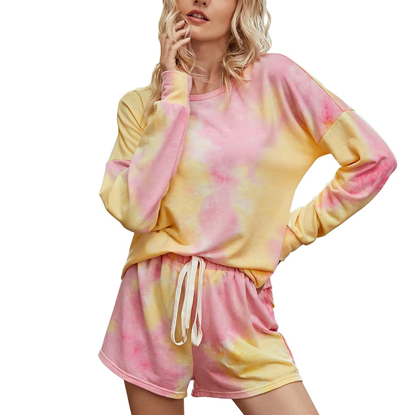  Лидер продаж Прямая поставка с завода комплект женской одежды для отдыха 2 предмета наборы женщин свитшоты рубашки и короткие комплекты