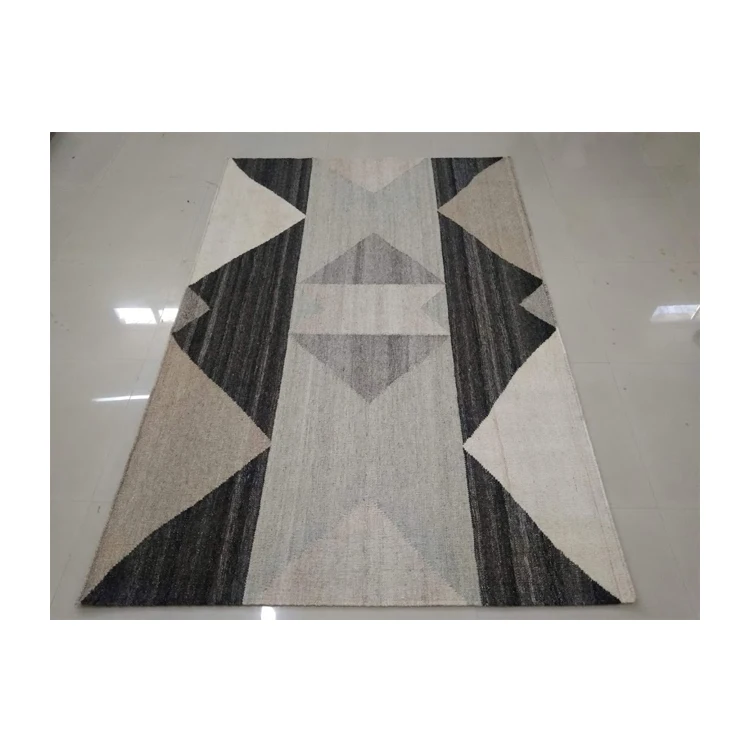 100% Wool Hand Woven Woolen Dhurrie Rugs from Indian Manufacturer in zig zag design and cheap price