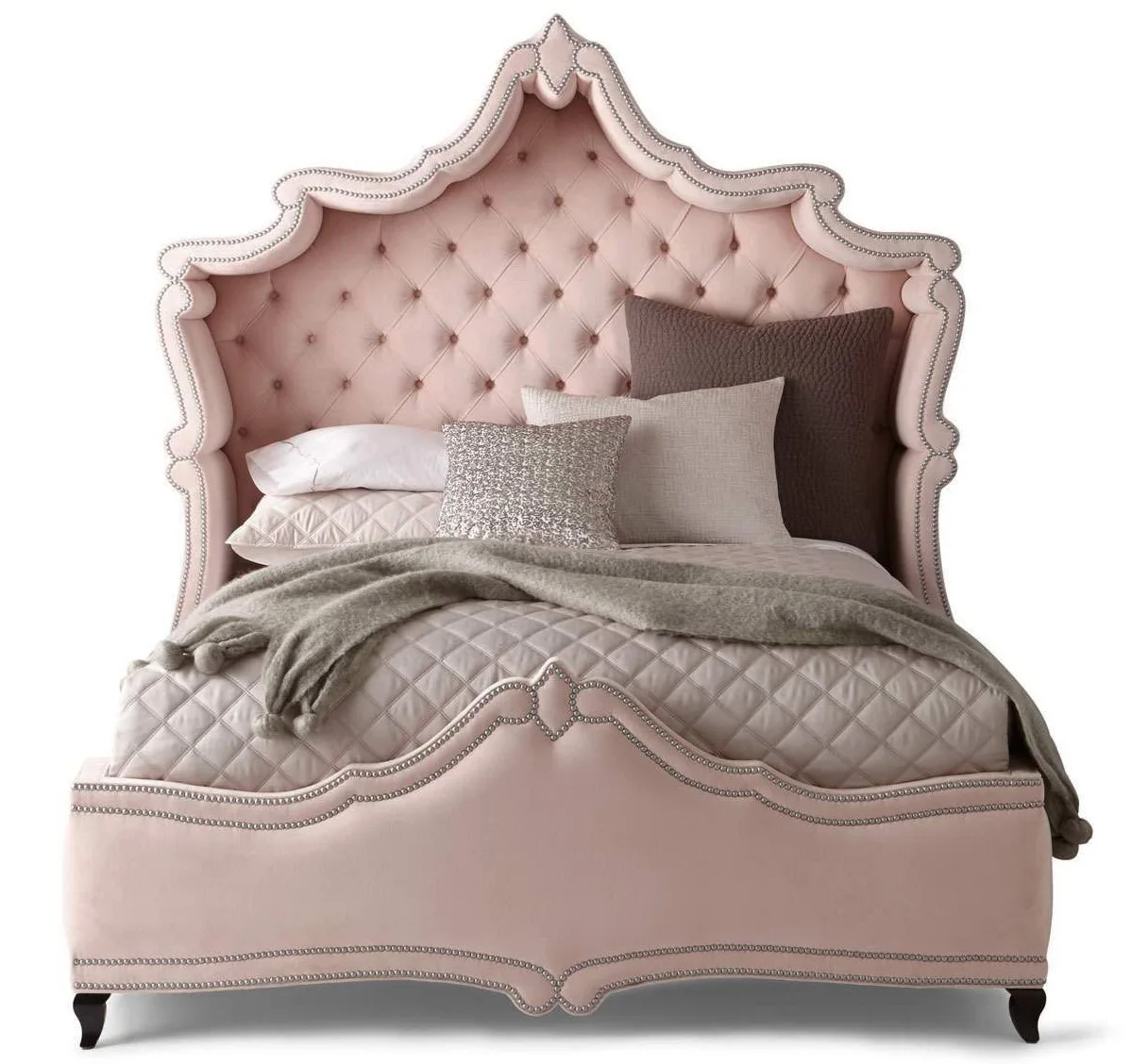 Luxury Upholstered Bed Elegant Girl Style Solid Wood Padded Headboard fpr bedroom furniture sets