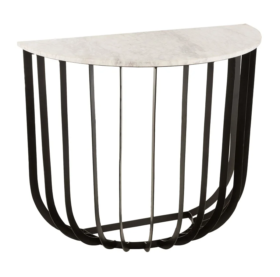 Halfmoon Marble Console Table Semicircular Marble Top and Iron Frame Console Table New Design Wholesale Console Table