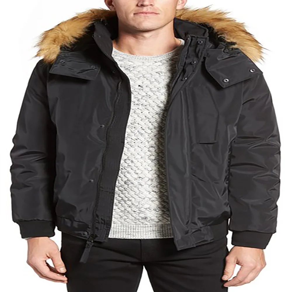 Винтажная куртка-бомбер от производителя в Пакистане с капюшоном из искусственного меха мужская логотипом под заказ