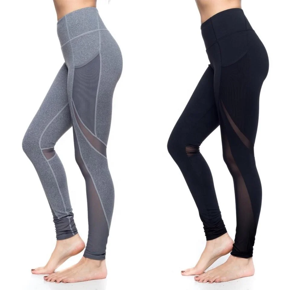 High Waist tights jogging women leggings/ With Mesh Panel gym leggigngs