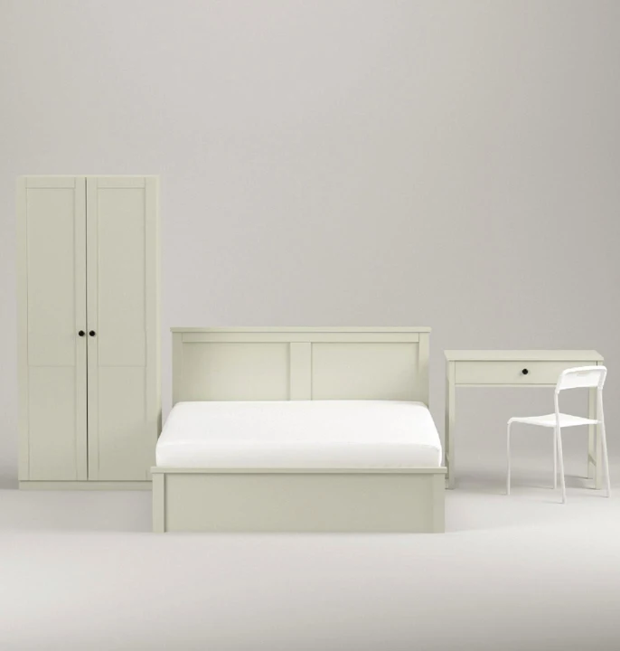 Modern Japanese Style Bedroom Queen Size MFC Bed Frame Mattress Foundation UN