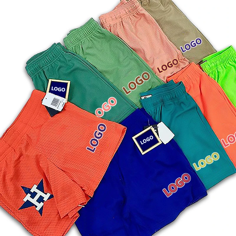 OEM Men Blank Custom Logo Plain Mesh Shorts High Quality Basketball Polyester Gym Workout Sublimation Pocket Mens Mesh Shorts