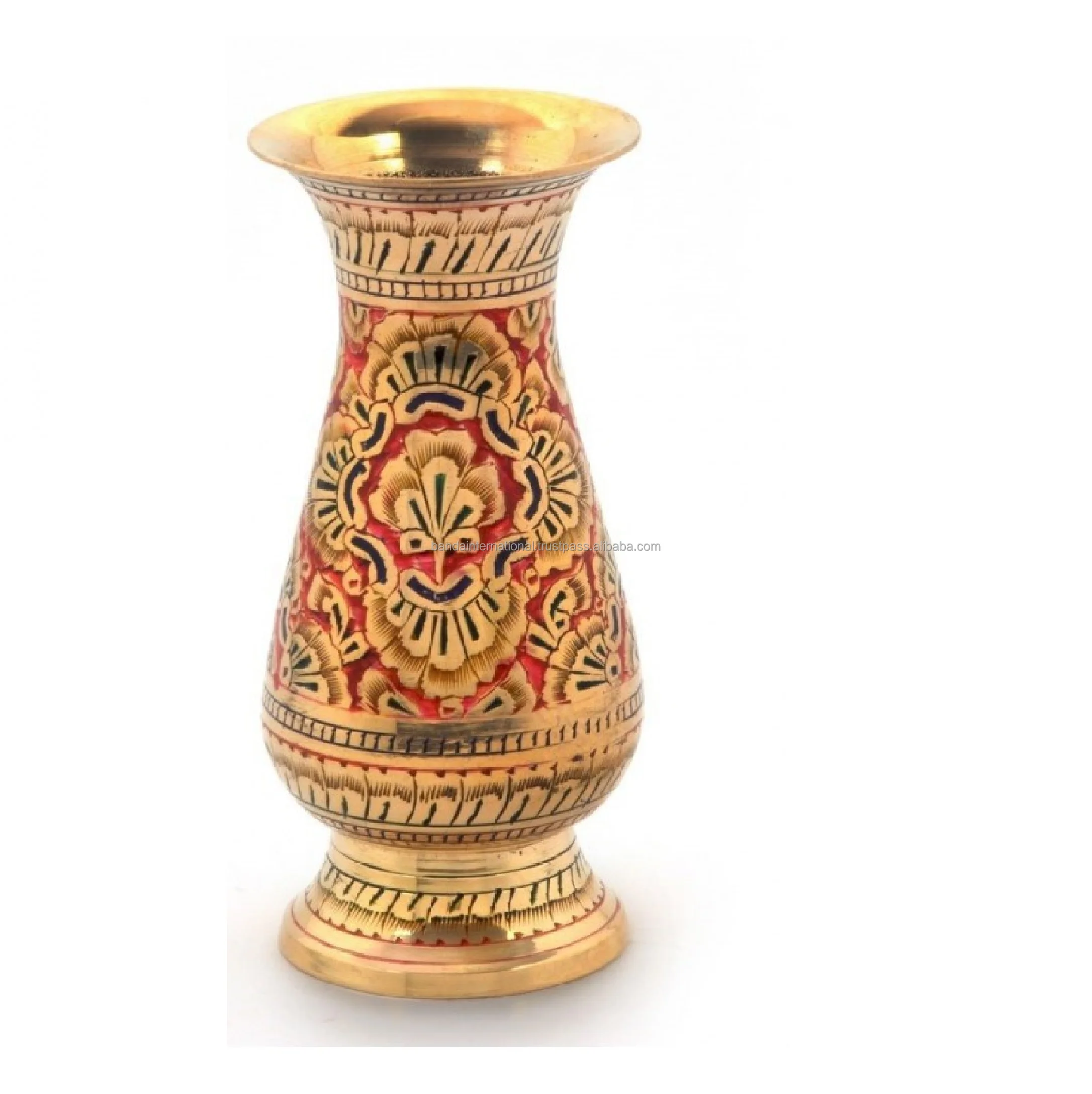 Centerpiece Decorative Brass Metal Flower Vases Made Indian Home Decorative Metal Flower Pot