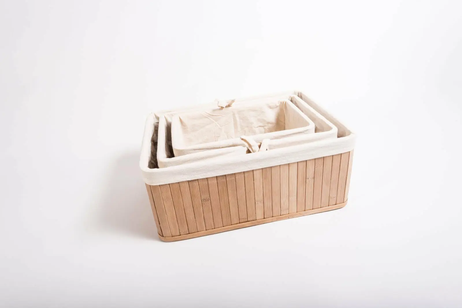 ECO FRIENDLY BAMBOO STORAGE BASKET Set Of 3 STORAGE BASKETS.