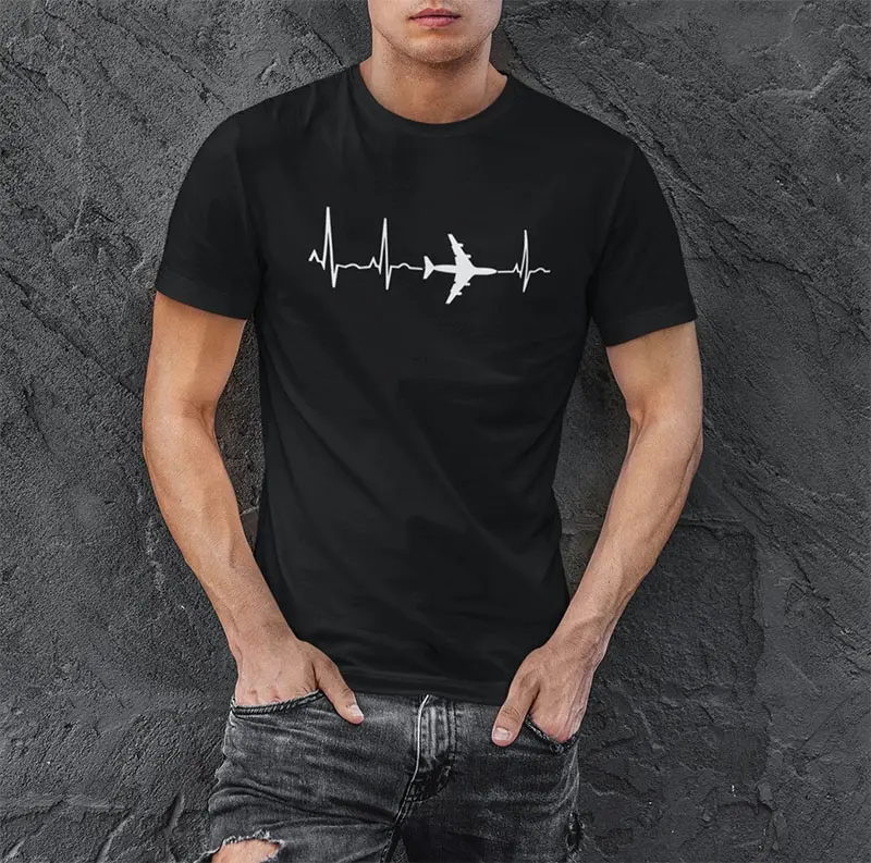Plane T shirt Aviation Tank Cardiogram Enthusiasts Tops Tshirt Cotton Comfortable Leisure Tee Gift Space Casual T-shirt