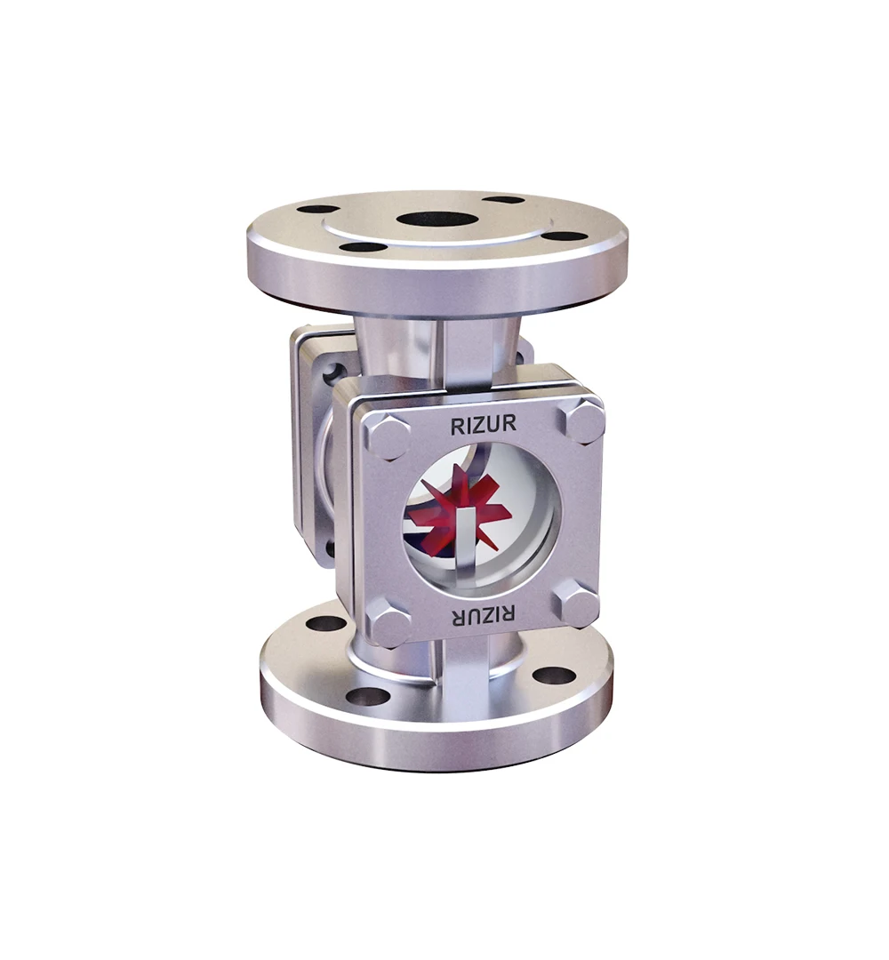 Visual flow indicator for industrial pipelines, various installment types