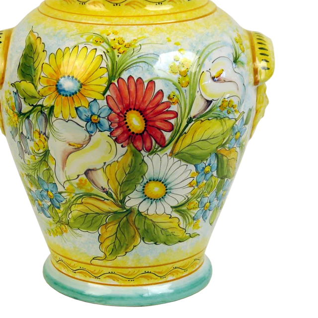 Handmade italian pottery flower home decoration ceramic jar