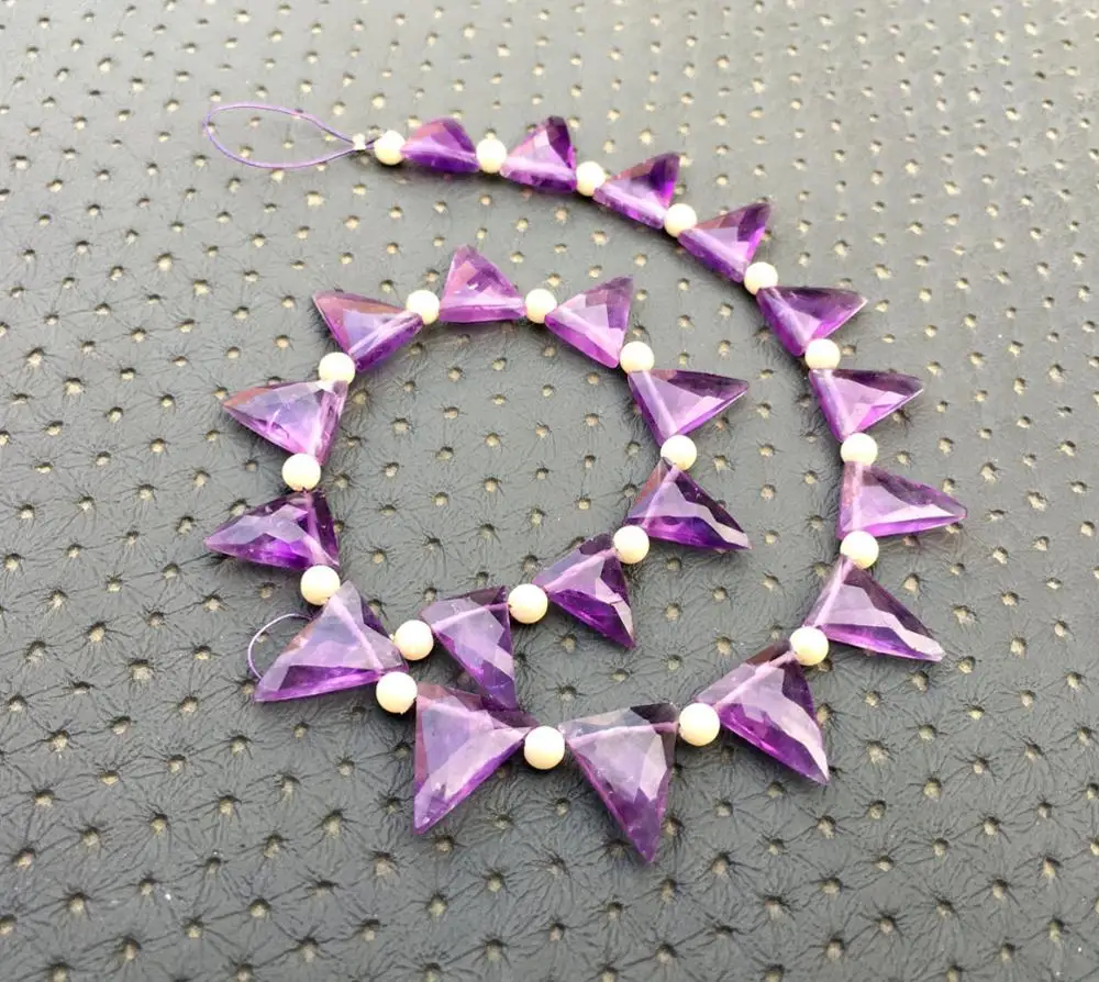 Natural Amethyst Gemstone Faceted Triangle Shape Briolette Beads Making DIY Jewelry February Birthstone Wholesale
