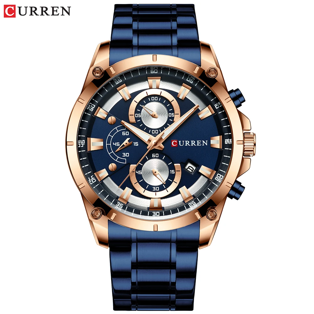 Curren 8360 Blue Watches Mens Luxury Brand Quartz Wristwatch Fashion Sport and Causal Business Watch Male Clock Reloj Hombres