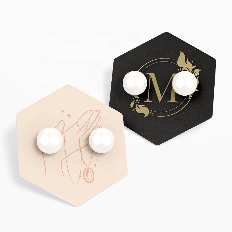 High Quality Rose Gold Paper Cardboard Packaging Custom Jewelry  Holder Display Earring Card with Logo