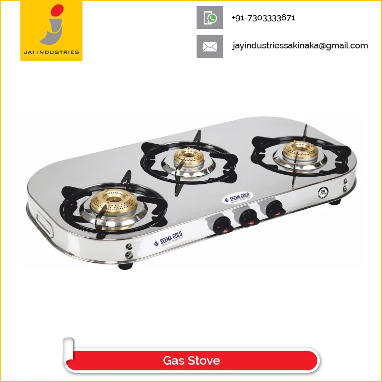  Гарантия 1 год на сертифицированную качественную стальную газовую плиту с 3 горелками из Индии