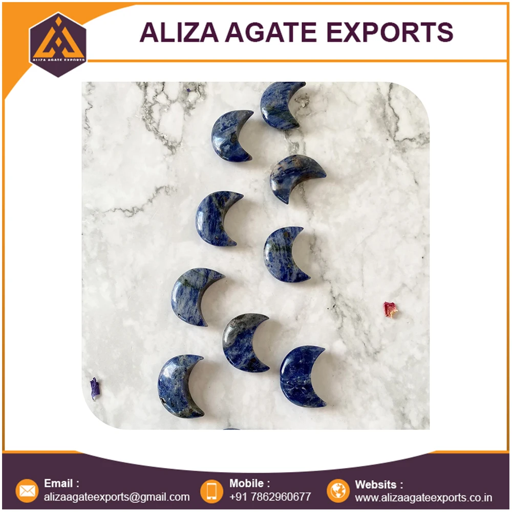 Wholesale Price Natural Crystals Carving Crafts Sodalite Small Crystal Moon And Star For Decoration And Healing