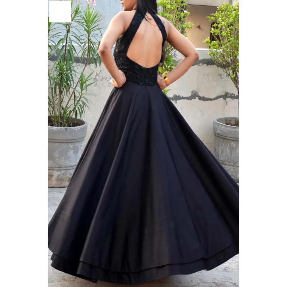 Идеальные заостренные сплошной черный цвет с двойной хлопчатобумажной подкладкой талантом платье красивой вышивкой для маленьких излучает женское обаяние изготовлены из хлопка