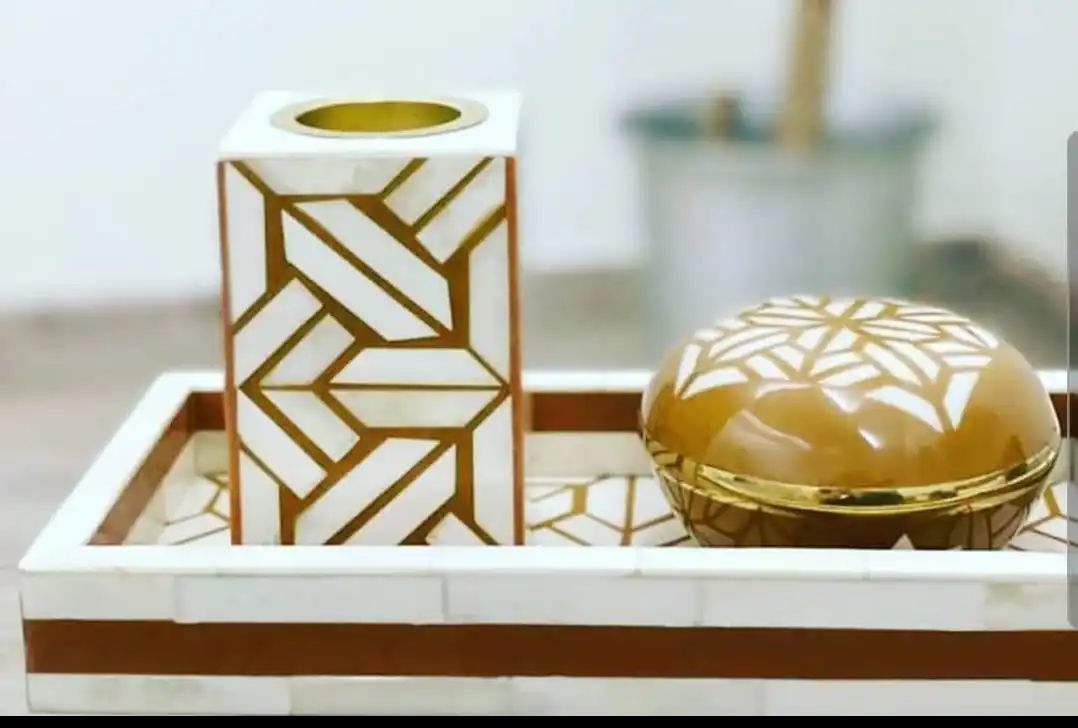 Arabic Ramadan Gift Wood Mother of Pearl Inlay  Bakhoor Burner Tray Bowl with Lid Set Oud Burner Dubai muslim  Censer Bone Inlay