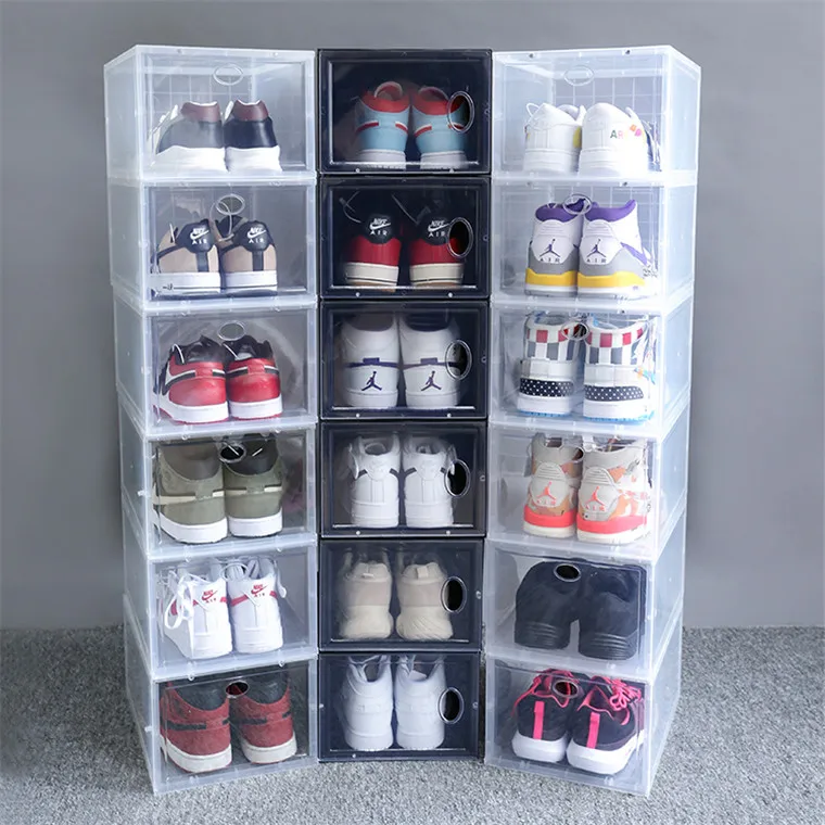 TL5689 custom eco drop front acrylic clear soft plastic folding shoe box
