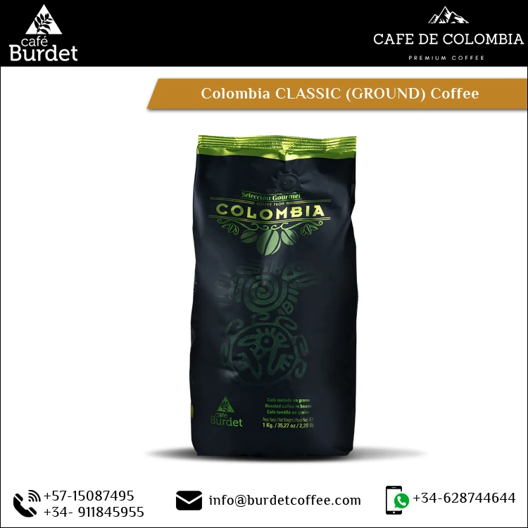 
Dark Chocolate Finish Intense Fragrance Pure Arabica Columbia Classic Ground Coffee 