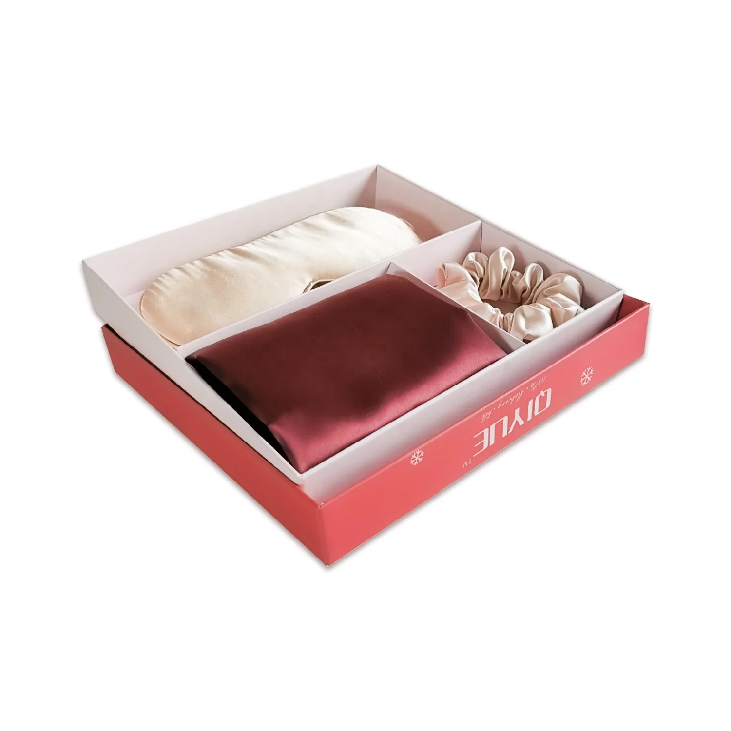 Christmas blind gift box 3 pieces silk items included pillowcase eye mask and scrunchies