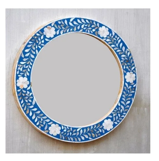 Designer Wall Decorative Bone Inlay Mirror Frame Supplier from India Decorative Wall Mirror Diamond Mirror Green Silver White