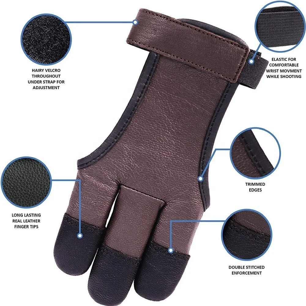 custom wholesale Archery Max archery 3 4 four finger leather protective shooting gloves for left and right hand archer