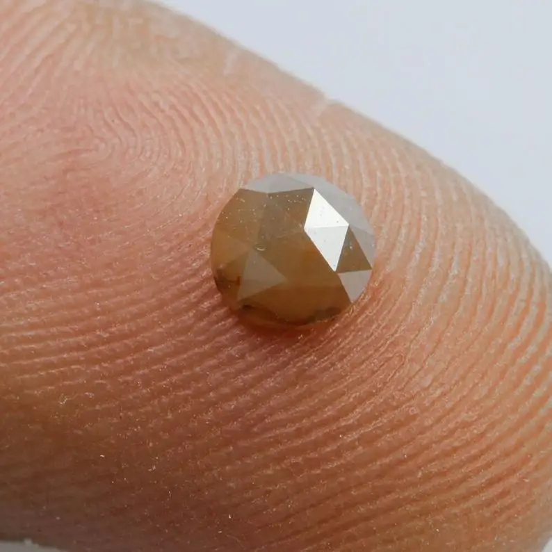 Salt & Pepper Diamond 0.59 Ct, 4.80 MM,Natural Loose Misty Brown Color Round Rose Cut Faceted Diamond