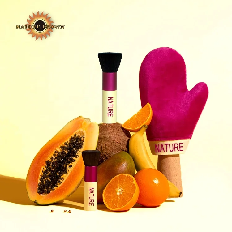 
2021 Factory Wholesale Purple Custom Logo Velvet Private Label Elastic Gloves Tanning Mitt 