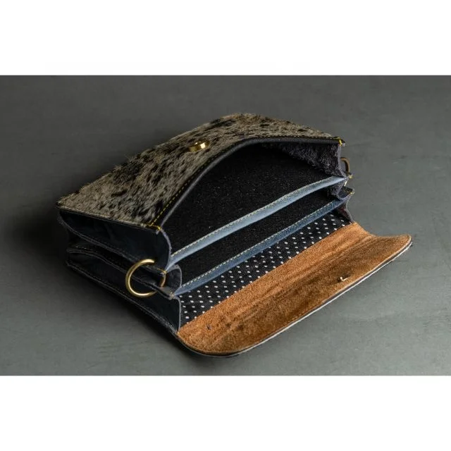 LW Handmade Leather New Style Genuine Fur Leather Cowhide Fur Handbag Shoulder Sling Bag For Women