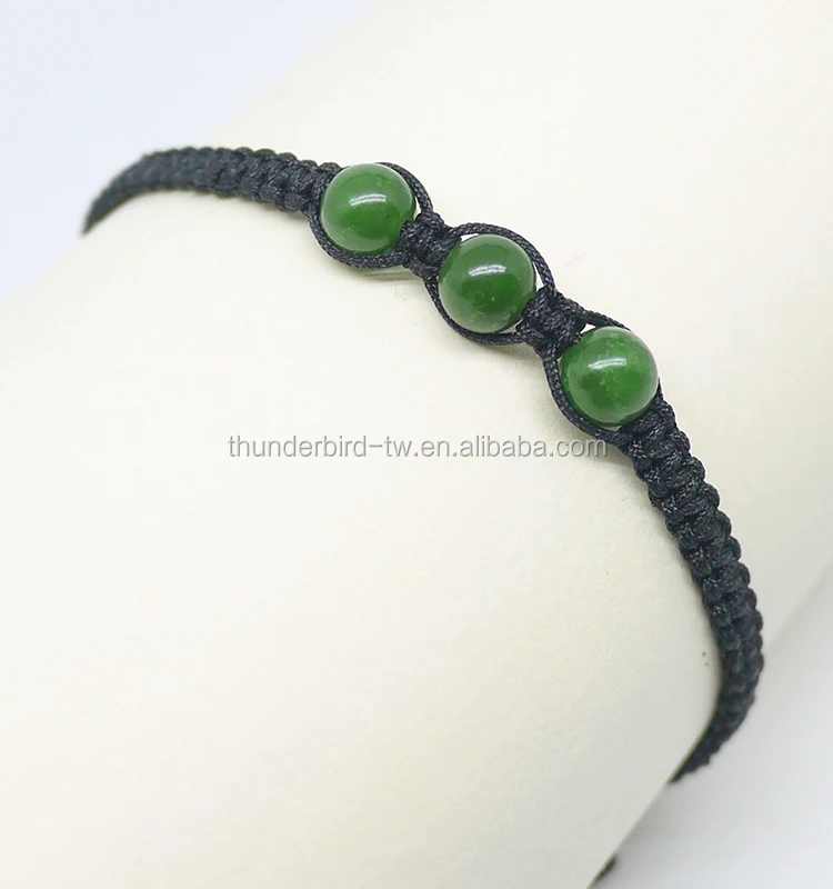 
wholesale kids unisex gemstone nephrite jade beads surf cord bracelet 