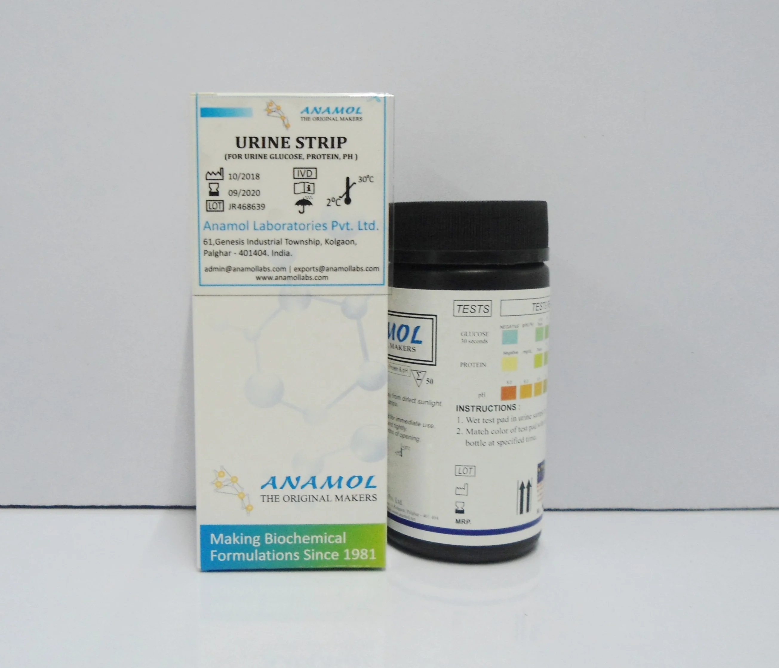 3 parameter URINE REAGENT Test STRIPS - GLUCOSE/PROTEIN /PH