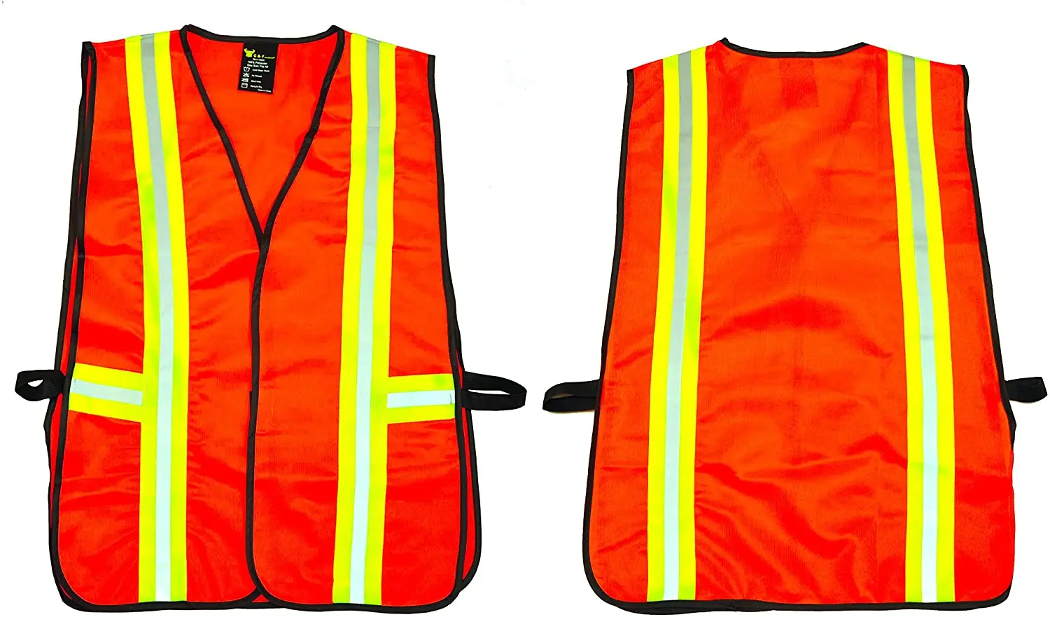 G & F Products 41113 Industrial Safety Vest with Reflective Stripes, Neon Orange