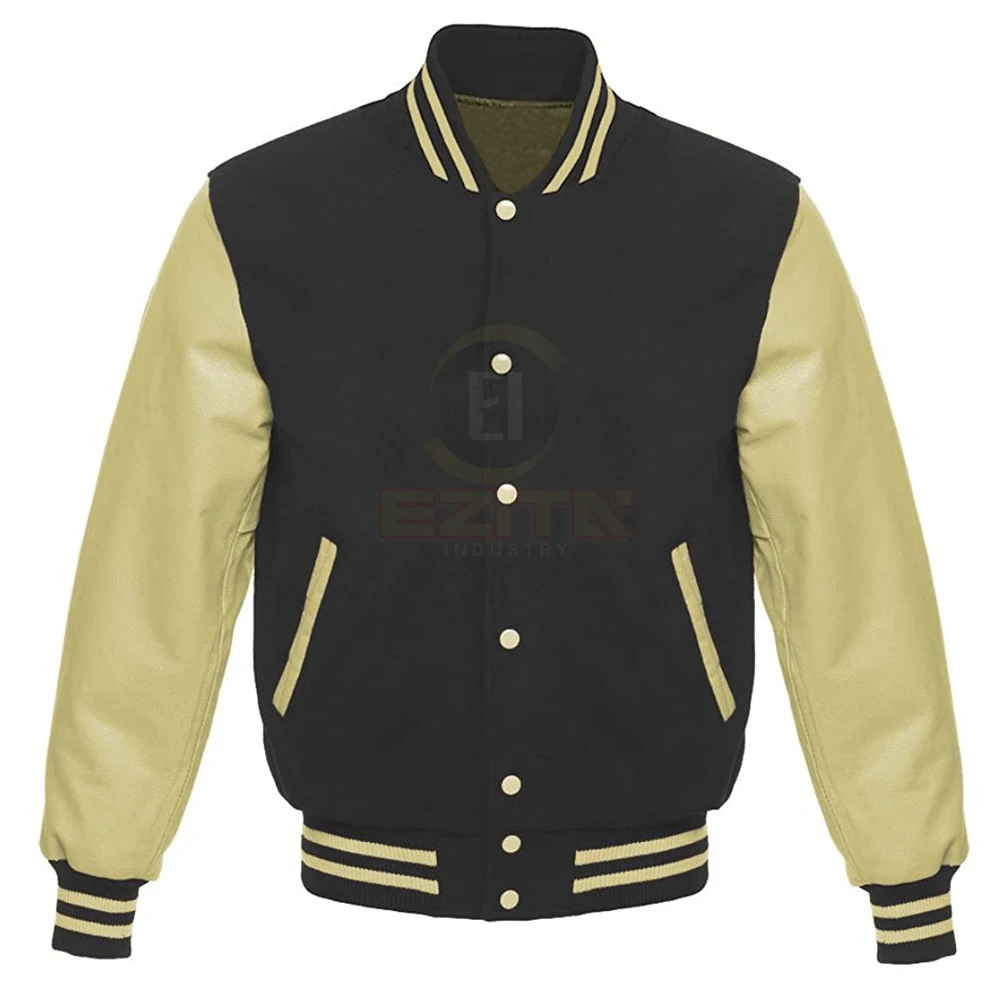 
Leather Sleeves Letterman Baseball Varsity College School University Jacket 