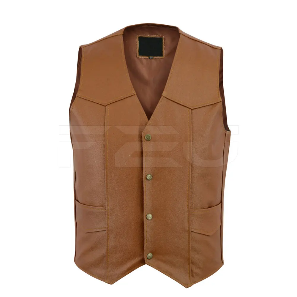 100% Genuine High Quality Leather Vest Custom Fitted Wholesale Leather Vest Accept OEM Casual Wear Regular Solid Pattern Vintage