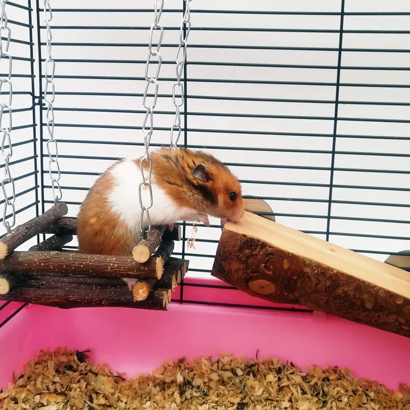 2020 China Wooden Branch Hamster Rabbit Bed Chinchilla Swing Squirrel Hammock Guinea Pig Pedal Small Pet Toy Molar Supplies