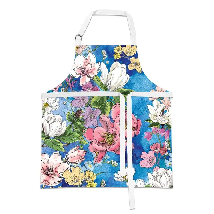 Embroidered Canvas Kitchen Aprons Woman Men Chef Stylist Apron Shop Cafes Beauty Nails Studios Uniform Grill Restaurant Bar Dye