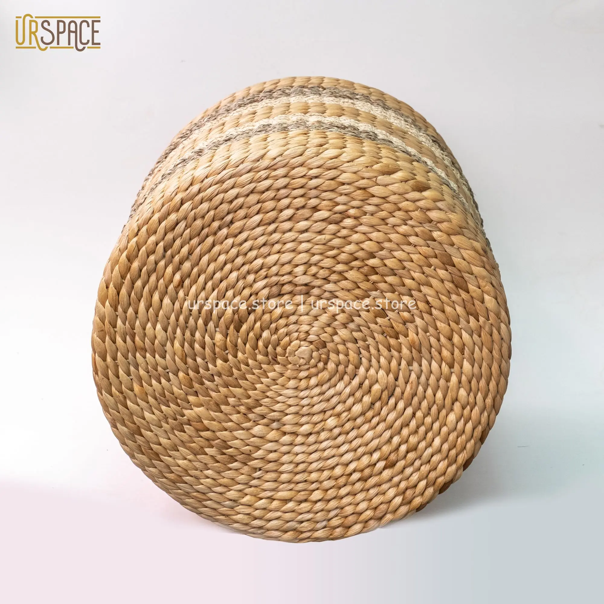 ODM/OEM support manufacture eco-friendly type stools ottomans Hand-woven Water Hyacinth Mix Seagrass Seating Stool from Vietnam