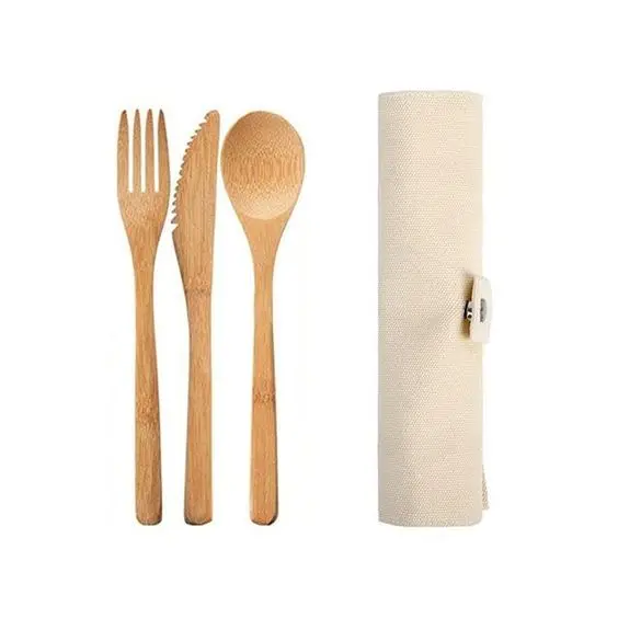 
Amazon Hot Selling 2020 Bamboo Wooden Spoon Fork Knife Flatware Reusable Eco Friendly Vietnam Bamboo Cutlery 