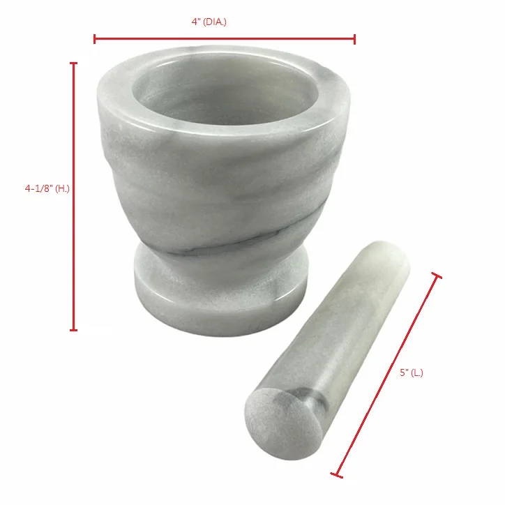 Taiwan Natural White Marble  Stone Mortar and Pestle Set