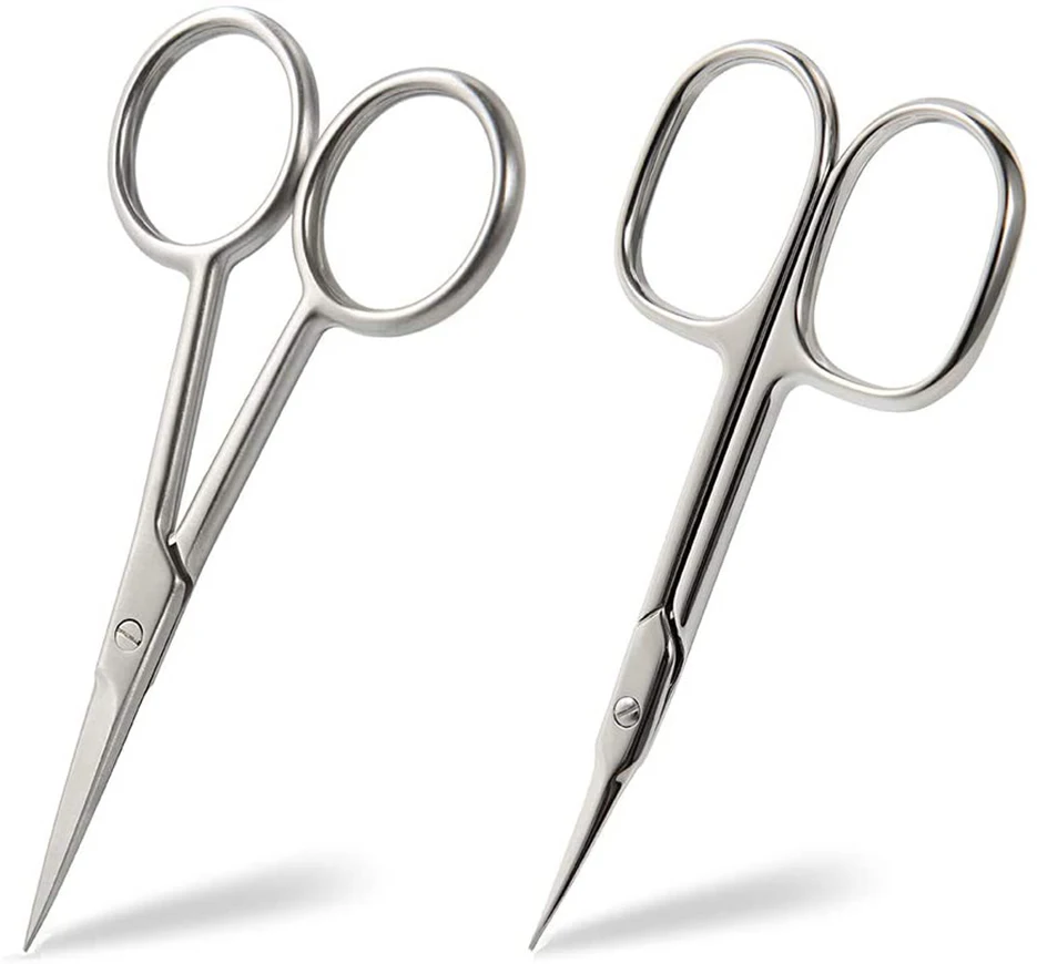 Professional Custom Logo Stainless Steel Nose Hair Mini Small Scissors Facial Hair Straight Round Tip For Face Facial Scissors