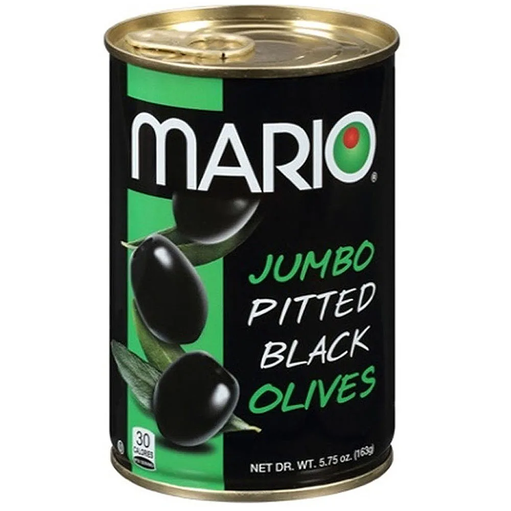 Mario Camacho 5.75oz Ripe Pitted Jumbo Black Olives Unmistakable, Delicious, Bold Flavor Gluten Free Black Olives
