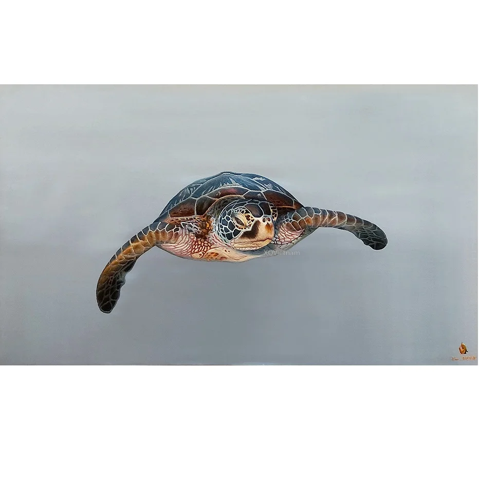 Mordern Style Turtle Paintings Soul Of The Ocean Animal Embroidery Artworks with Best Price