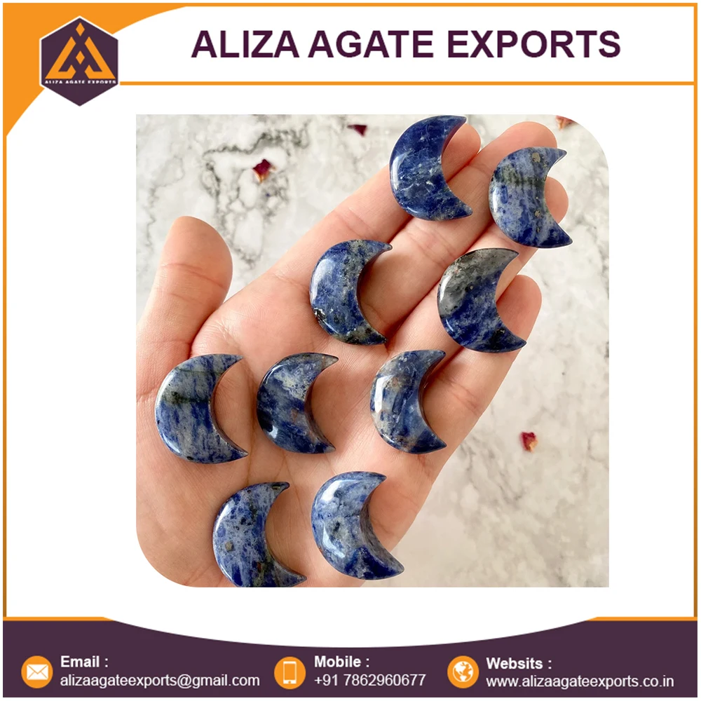 Wholesale Price Natural Crystals Carving Crafts Sodalite Small Crystal Moon And Star For Decoration And Healing