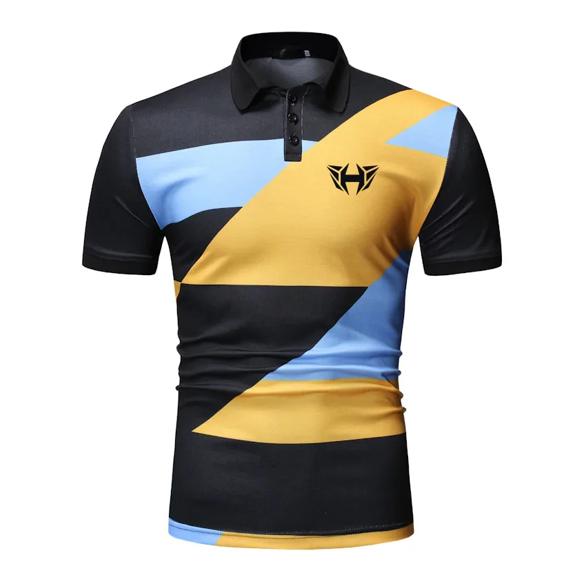 
Dropshipping New Brand Quality Cotton Polos Men Letter printing Polo Brand Men Casual Patchwork Male Polo Clothing 