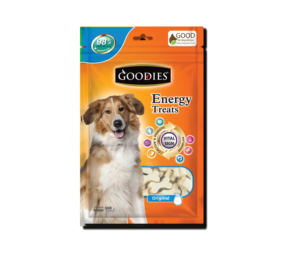 
Goodies 125 grams bag plant based proteins for good health and allergenic dog treat or food Milk flavor Mini Bone shape 