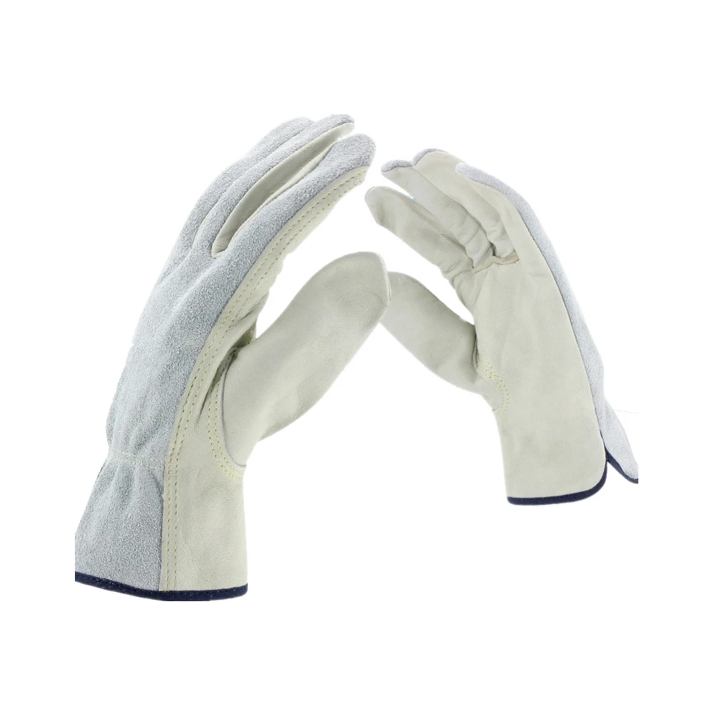 
White Sheep Skin Palm and Back Cow Split Leather Work Driver Gloves With A plus quality Palm Gloves 