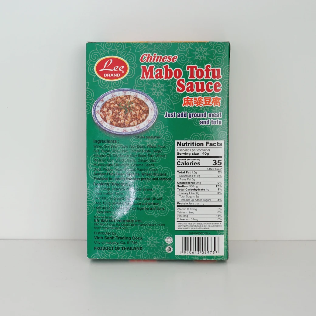 
Genuine quality stir fry Chinese mabo tofu sauce (Mild) 150GM easy cooking by Lee brand 